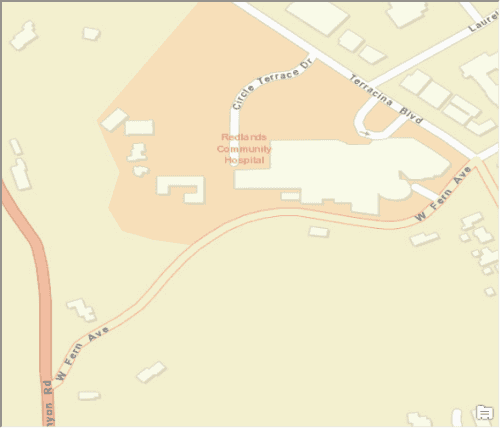 Street map image showing location of reverse geocoding examples